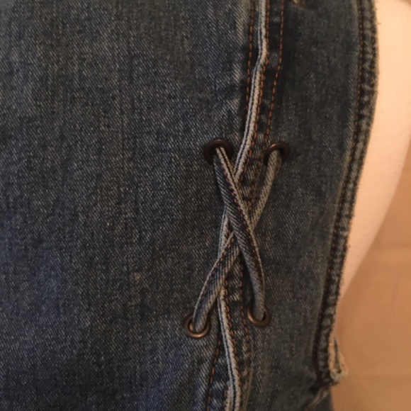 Free People Lace Up Denim Vest Sz XS - Picture 8 of 8